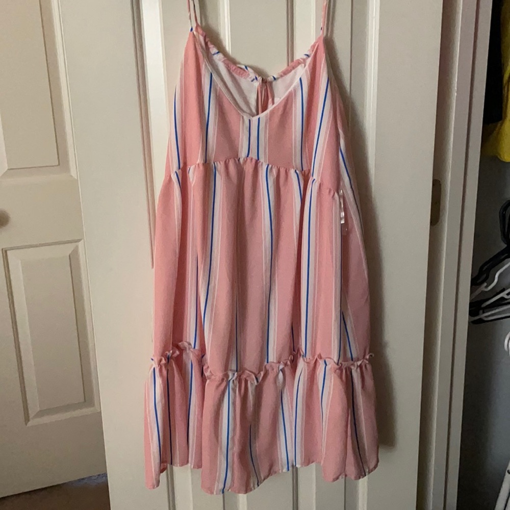Pink striped babydoll dress - NWOT